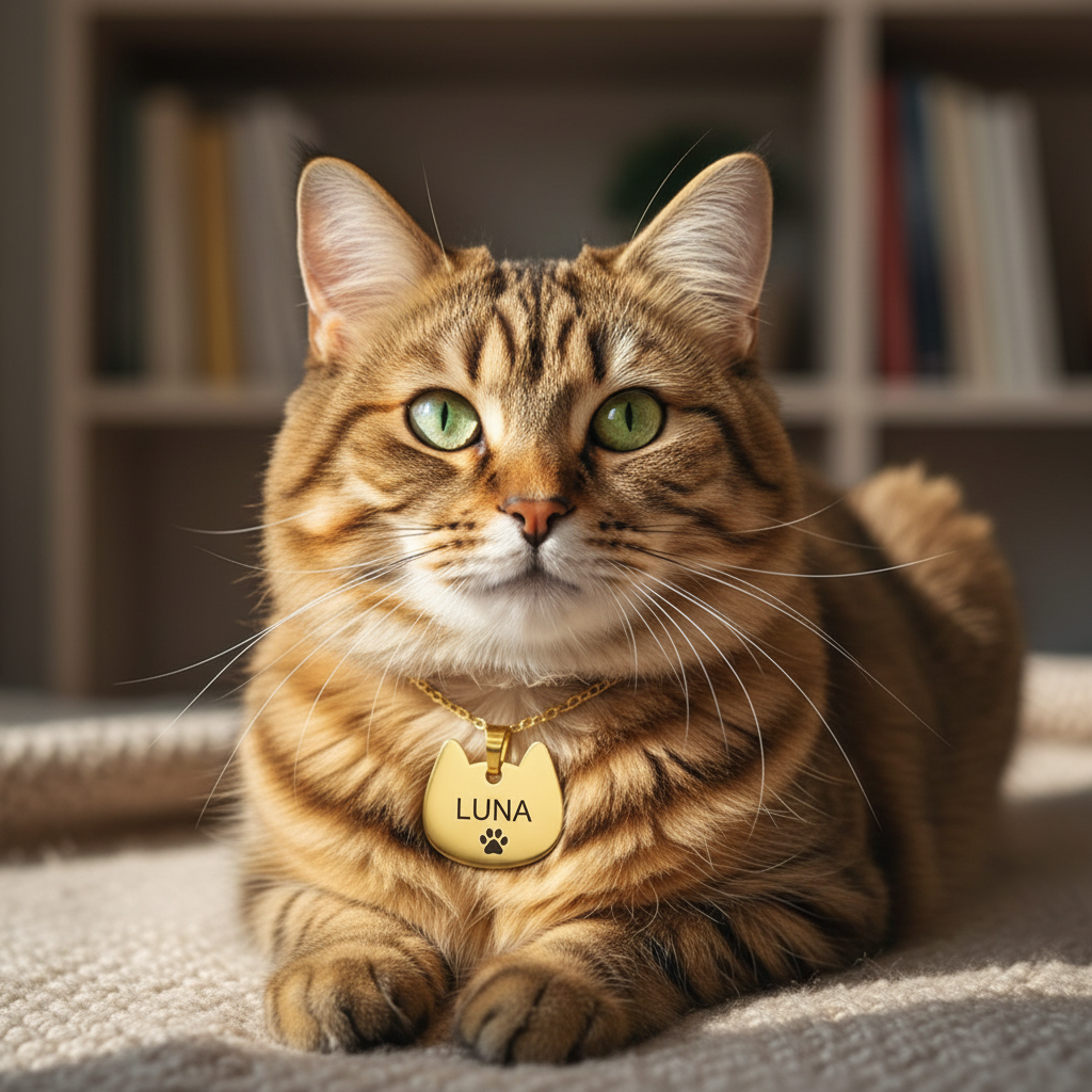 Chat avec médaille