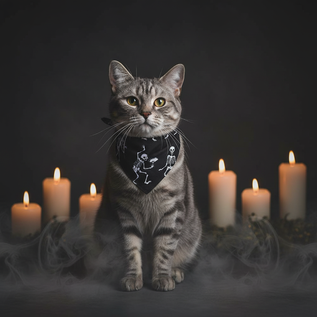 Chat - Bandana squelettes