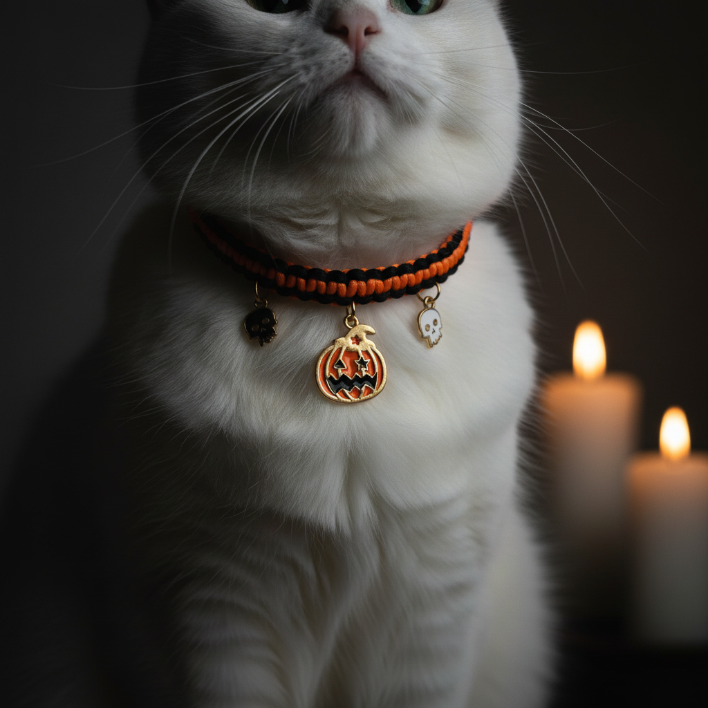 Chat blanc collier premium