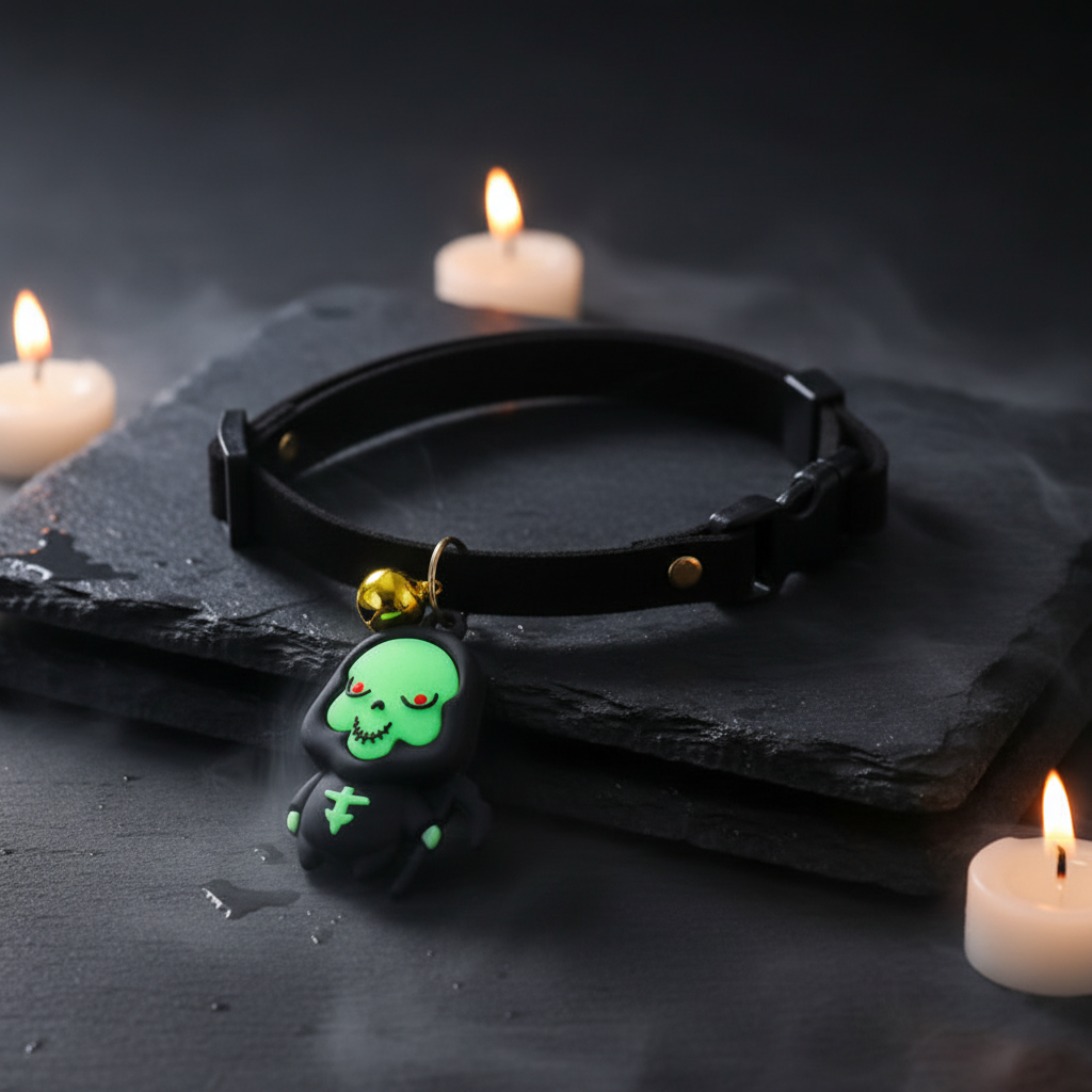 Collier noir crâne premium
