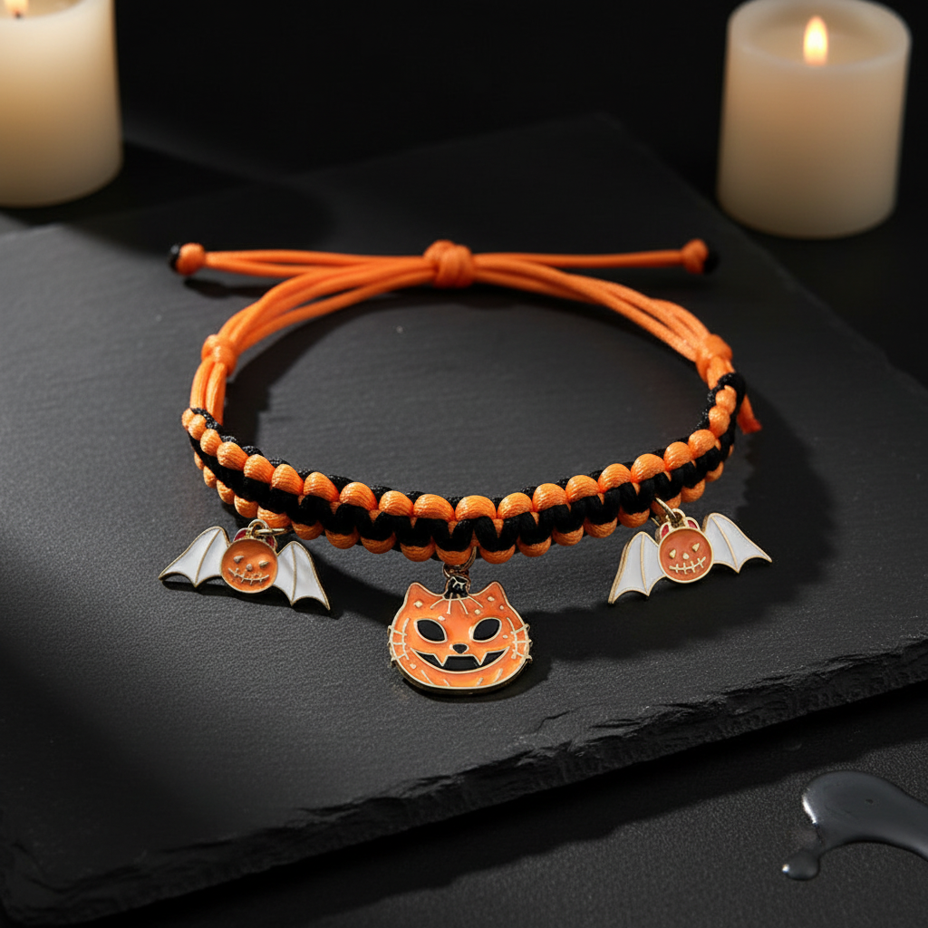 Collier tressé orange premium